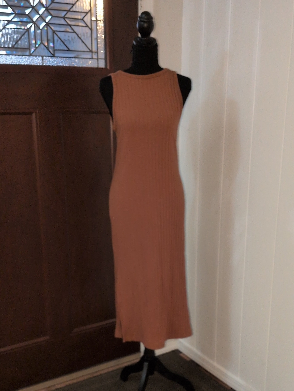 "Old Navy" Sleeveless Rib Knit Midi Dress - Rust Color